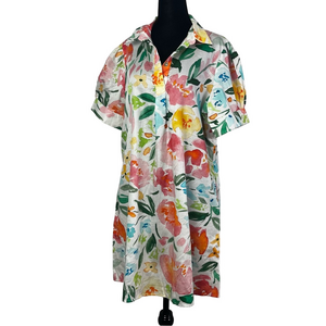 Haley and the Hound pastel floral shirt mini dress size large